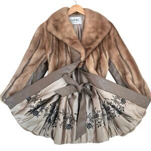 Vintage Mink Fur Leather Coat Belted | Goldstein Chapman Omaha